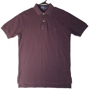 Polo Ralph Lauren Mens Small Burgundy Maroon Pique Cotton Short Sleeve Shirt